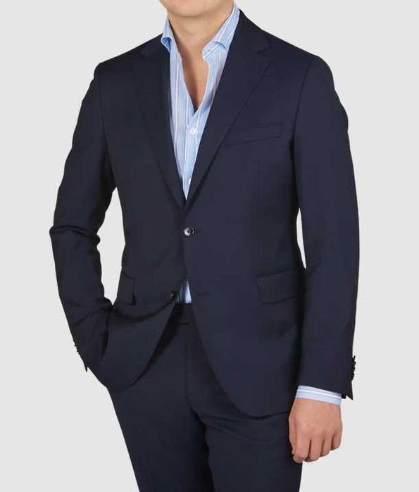 Sacou blazer slim 52 XL de lux Eduard Dressler lana super 130's navy