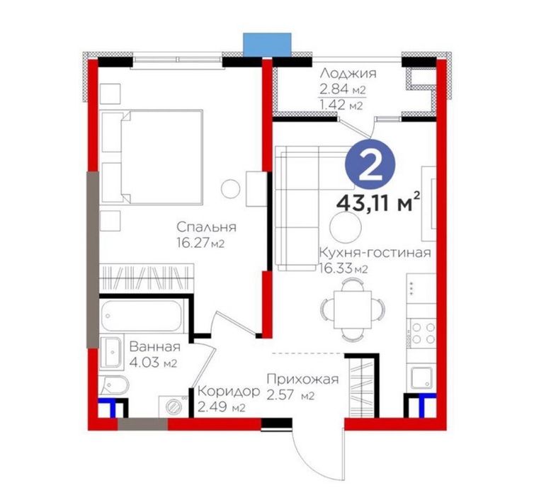 Срочно Продается Квартира 2/6/9 43м2 на ЖК Bi Group «Sado Business»