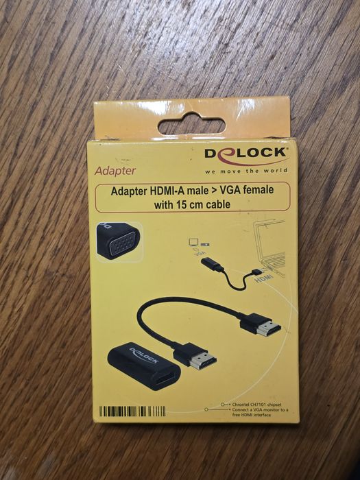 Adaptor HDMI la VGA Delock – Conversie activă cu chipset CH7101 | Cablu 15 cm