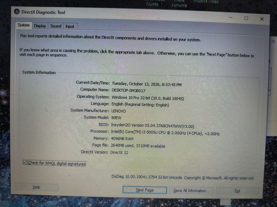 Laptop Lenovo B50-80 procesor Intel I3