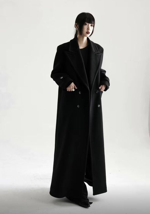 Пальто/Макси/Куртка/Черная Двубортная
