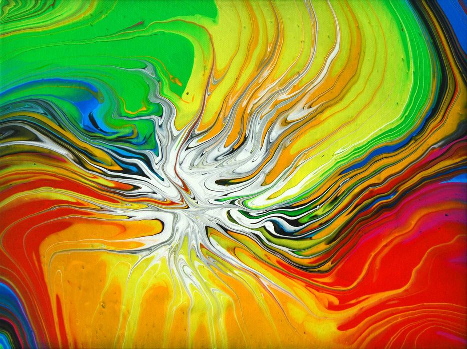 Vand tablou abstract realizat prin tehnica turnarii (pouring) !