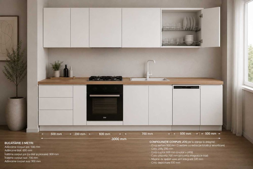 Bucatarie moderna de la 2 la 4 metrii liniari cu accesorii si electrocasnice incluse calitate superioara la cel mai bun pret detalii la telefon