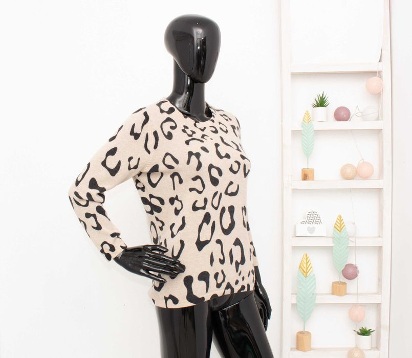 Gharani Strok London дамски пуловер от 100% кашмир животински принт L