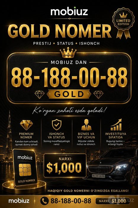 Gold Nomer Mobiuz Sotiladi