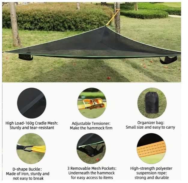 ГИГАНТСКИ Триточков ХАМАК Триъгълна люлка за 3 души *280см * Три точки