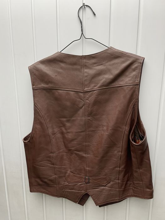 Vesta moto de piele maro 56