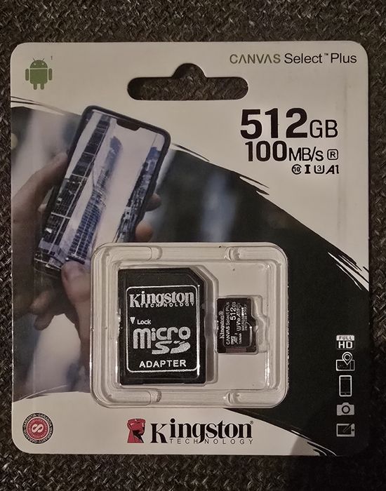 Kingston Technology Canvas Select Plus Gen3 512 GB Micro SD XC UHS-I Clasa 10 V10 100mb/s