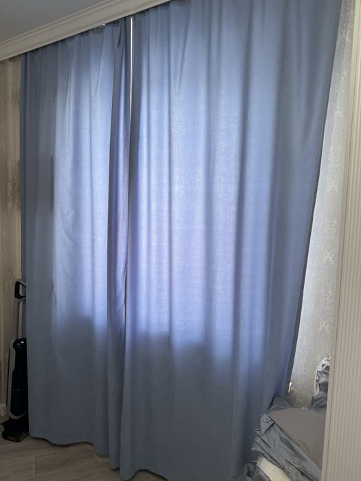 Шторы плотные синие