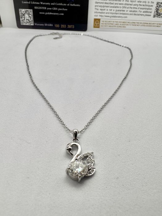 Сребърно колие с мойсанит (Диамант) 1 карат