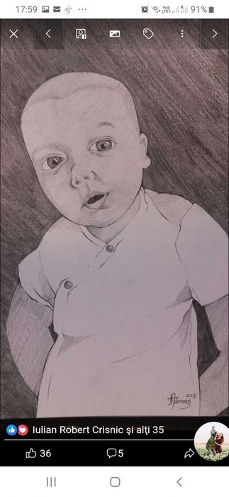 Portrete in creion sau  acryl