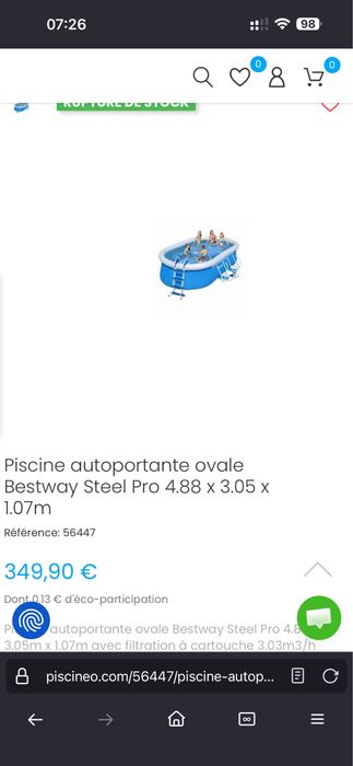 Piscina autoportanta ovala Bestway Steel Pro 4.88 x 3.05 x 1.07m