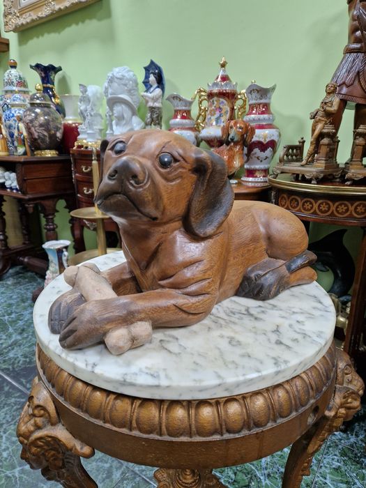 Уникална голяма антикварна английска дървена фигура статуетка