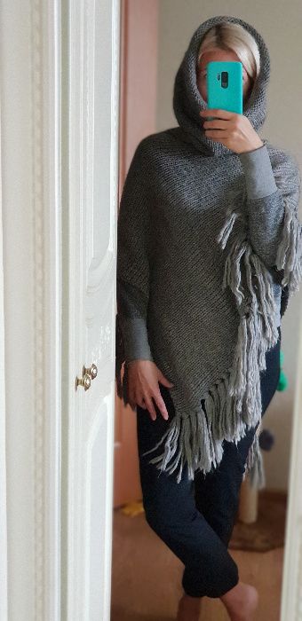 Новое теплое пончо