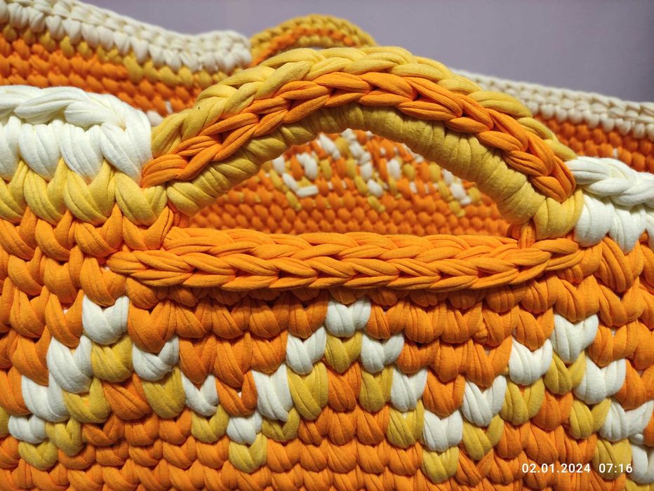 Бебешки кош за новородено, ръчно изработен, плетен кош, 70х40см, ново