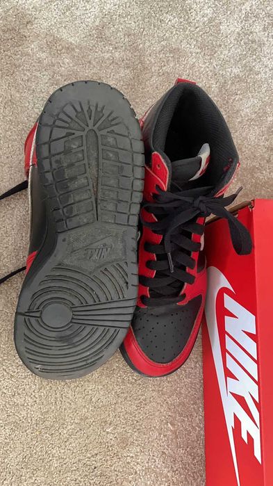 Nike Dunk High (GS) - copii, Original, în cutie-Black/Red m. 37,5 star