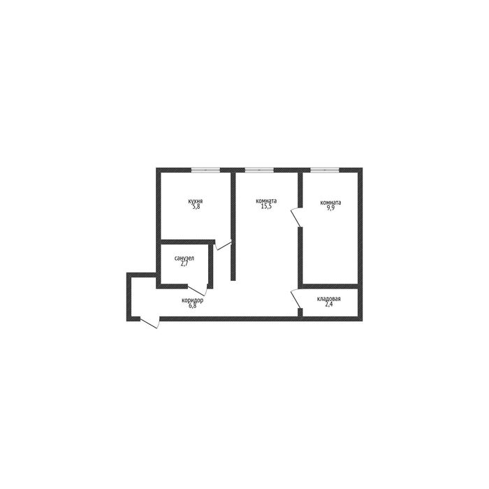 2-комнатная квартира 43.1 м² в 5 мин. от центра (1/5, кирпич)