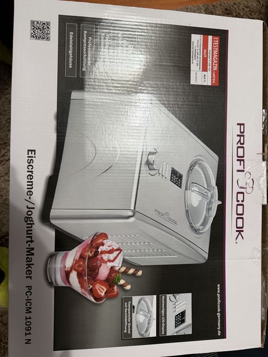 Masina de inghetata cu compresor 2in1, ProfiCook, 1.5 litri, inox.