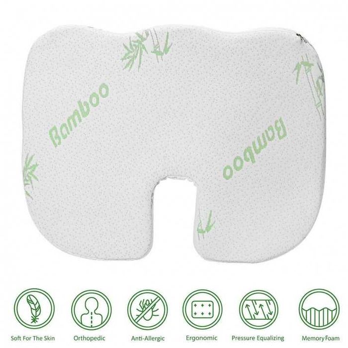 Анатомична възглавница, За сядане, Мемори пяна, Бял