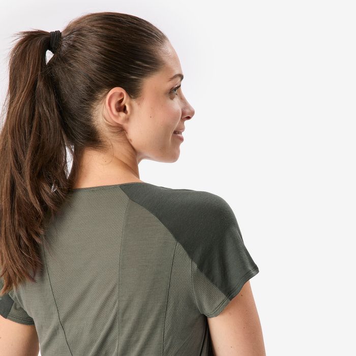 Tricou de trekking din lână merinos, - produs resigilat Decathlon