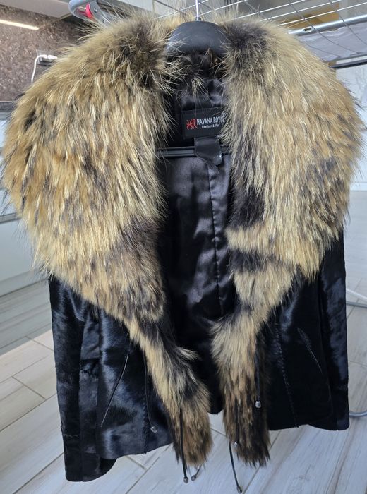 Палто естествена кожа от пони и лисица