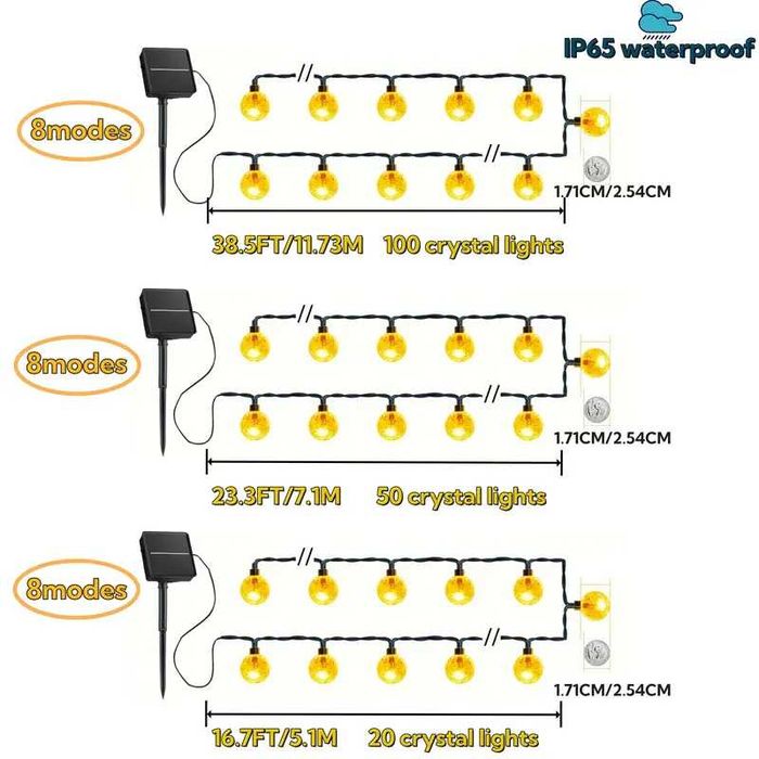 Соларни LED крушки тип гирлянд, лампи за двора, градината, терасата