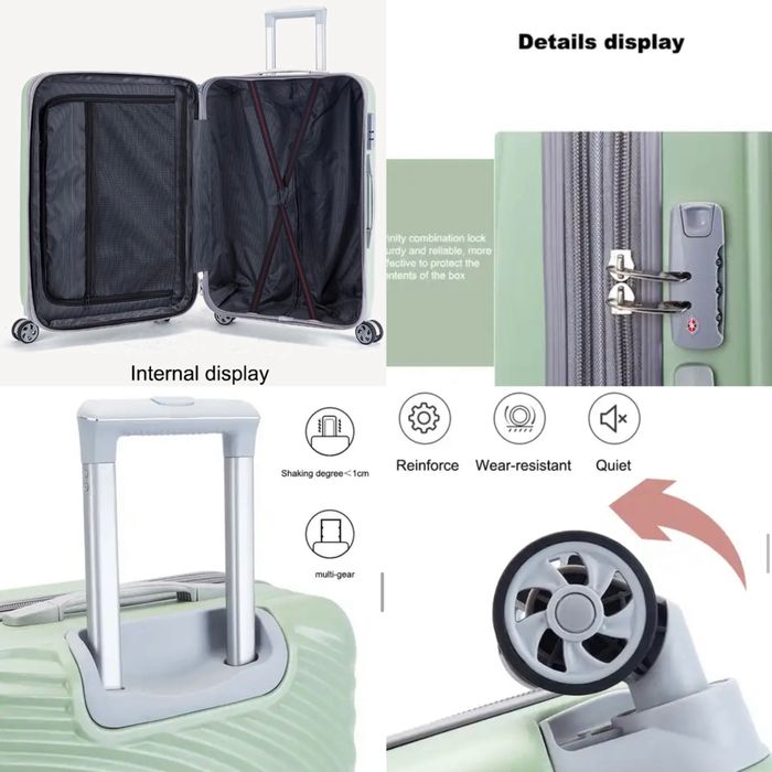 Куфар за ръчен багаж 57x38x23 см Лек ABS с разширител 5см, 4 колела