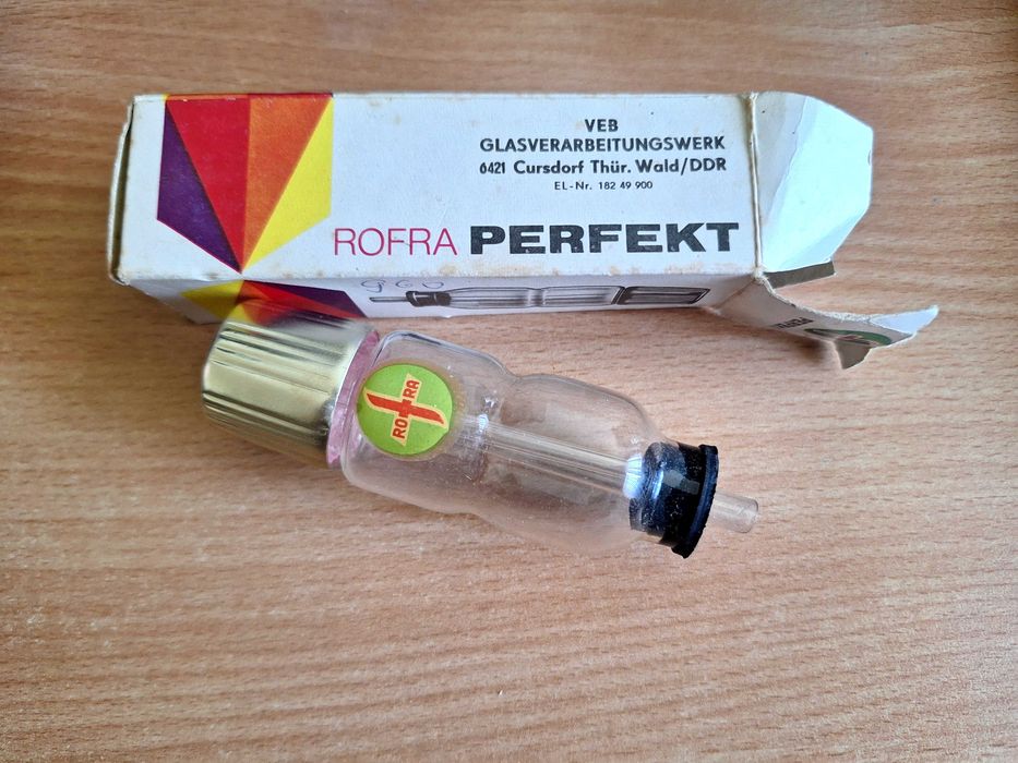 Sticlă parfum rezervă vintage fixativ Rofra Perfekt (DDR / RDG) - Nouă în cutie