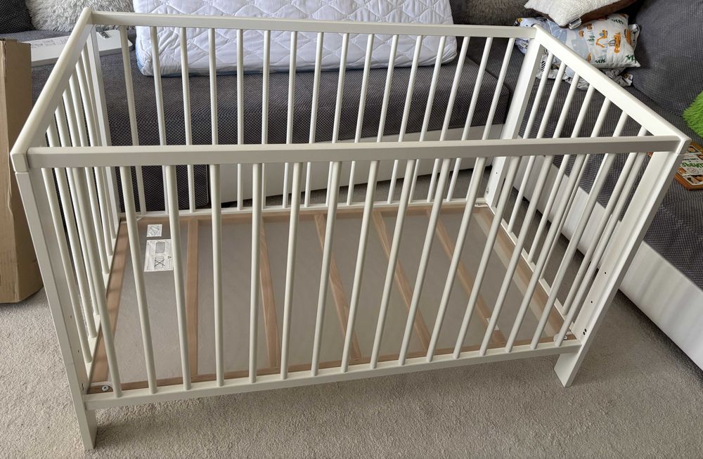 Икеа GULLIVER бебешко креватче, 60x120 см, бяло + матрак + парапет