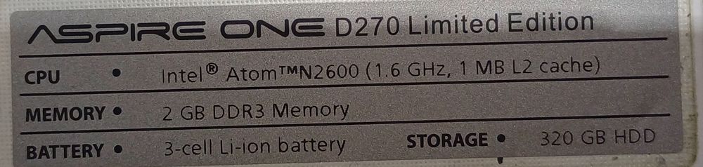 Ноутбук Acer Aspire one D270 (limited  edition)