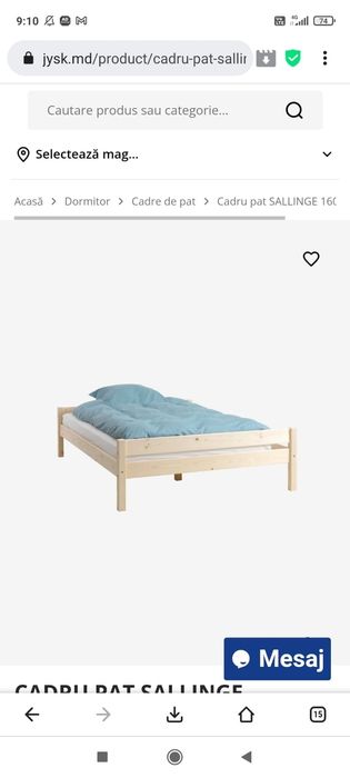 Cadru pat lemn natur 140x200