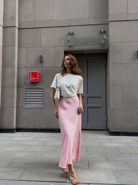 Атласная юбка в пол