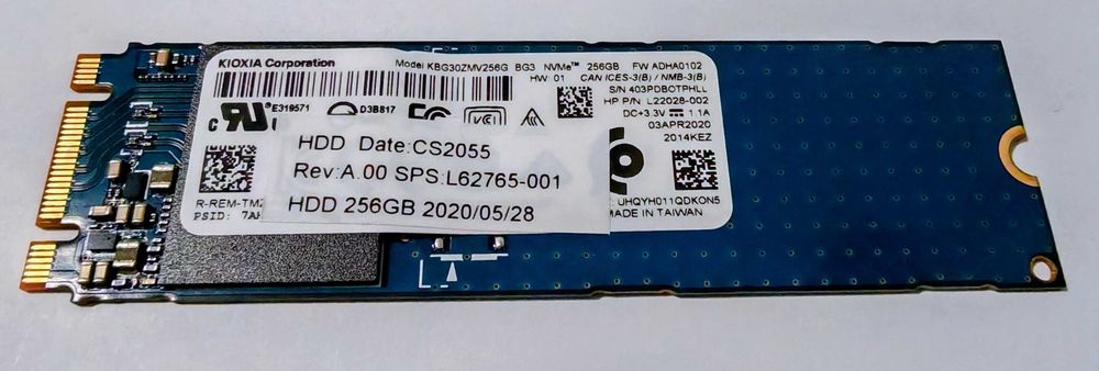 NVMe 256GB, KIOXIA M.2 2280