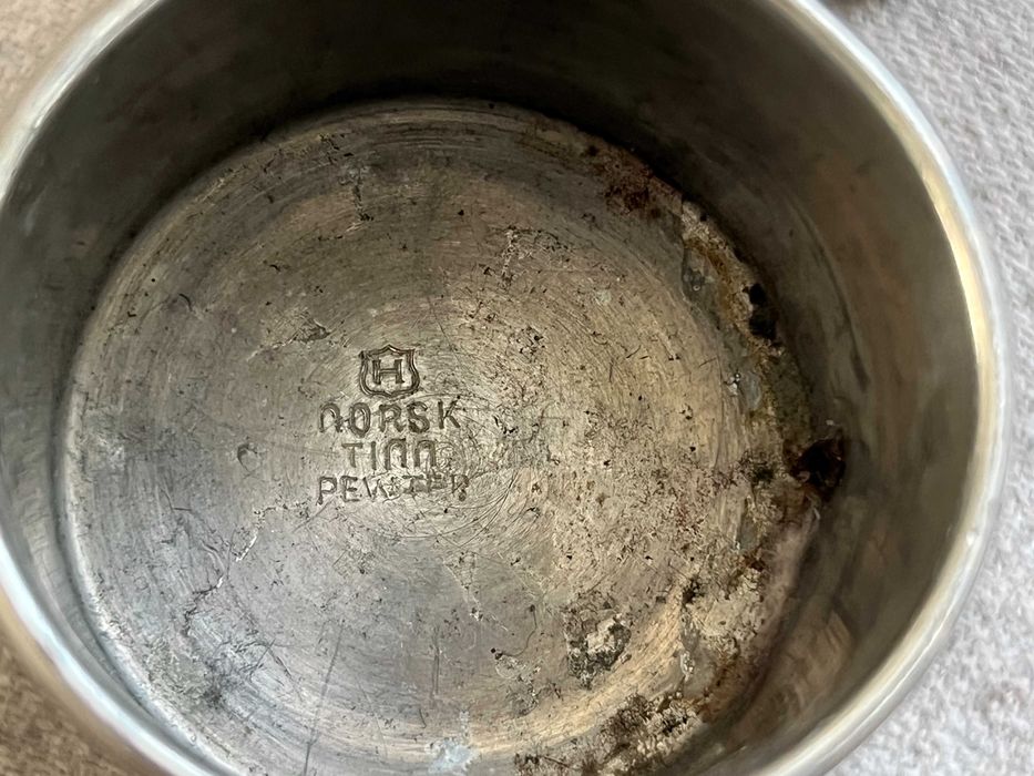 Set vintage Norvegian din cositor HOVIK – Norsk Tinn Pewter – 3 piese