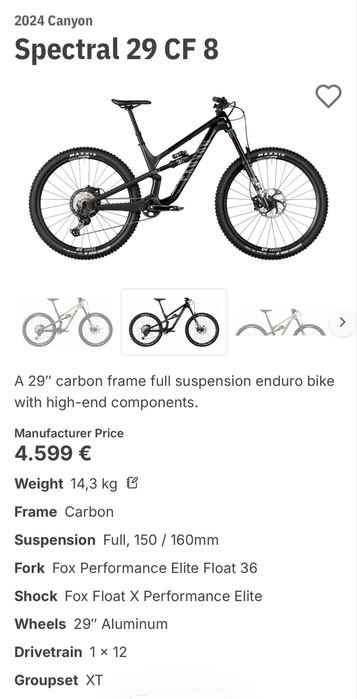2024 Canyon Spectral CF8 29" карбонов МТБ байк