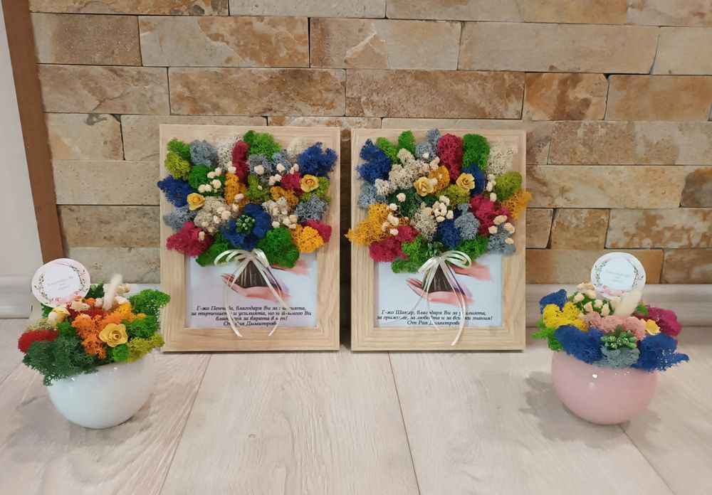 Рамки и кашпи декорирани със скандинавски мъх!