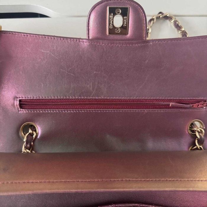 Geantă Chanel din Piele Mov, Poseta Chanel din Piele Granulată