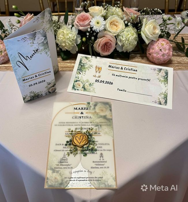 Meniuri nuntă tipărite – personalizate – asortate cu invitațiile