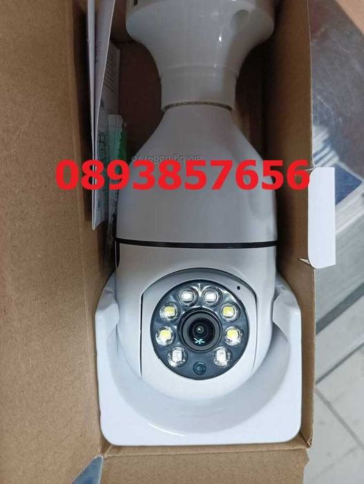 WiFi въртяща се камера за фасунга крушка лампа iCSee нощно виждане