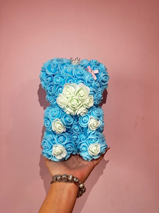 Уникално мече от вечни рози (подарък за нея) - 3 Цвята