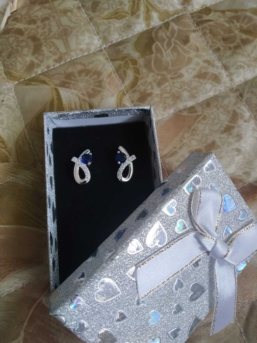 Нови, елегантни сребърни обеци. В подаръчна кутия.