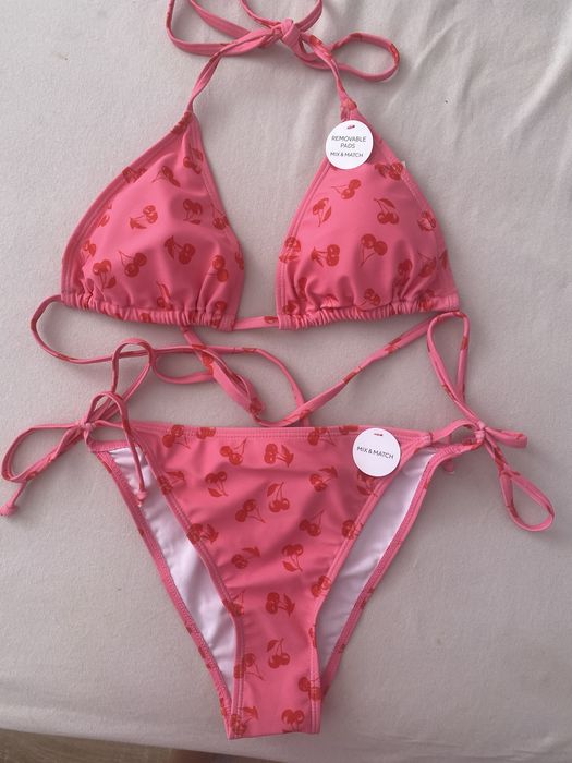 Дамски бански розов от две части