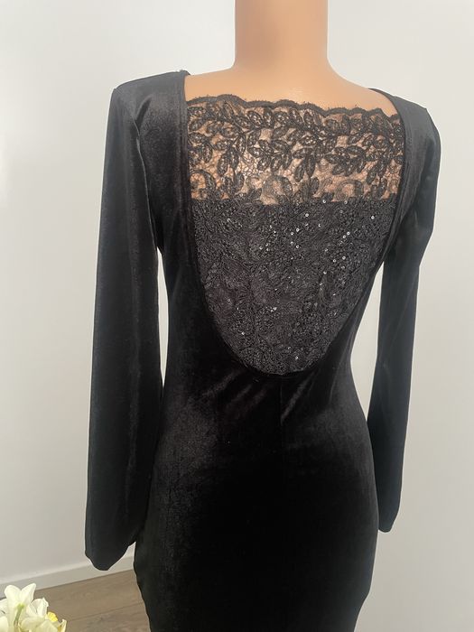 Rochie lunga cu trena eleganta neagra S