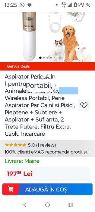 Aspirator  cu perie pentru pisici și cățeluși, nou !