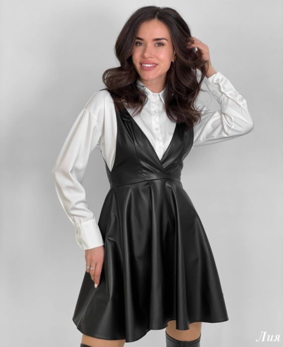 Сарафан из эко-кожи