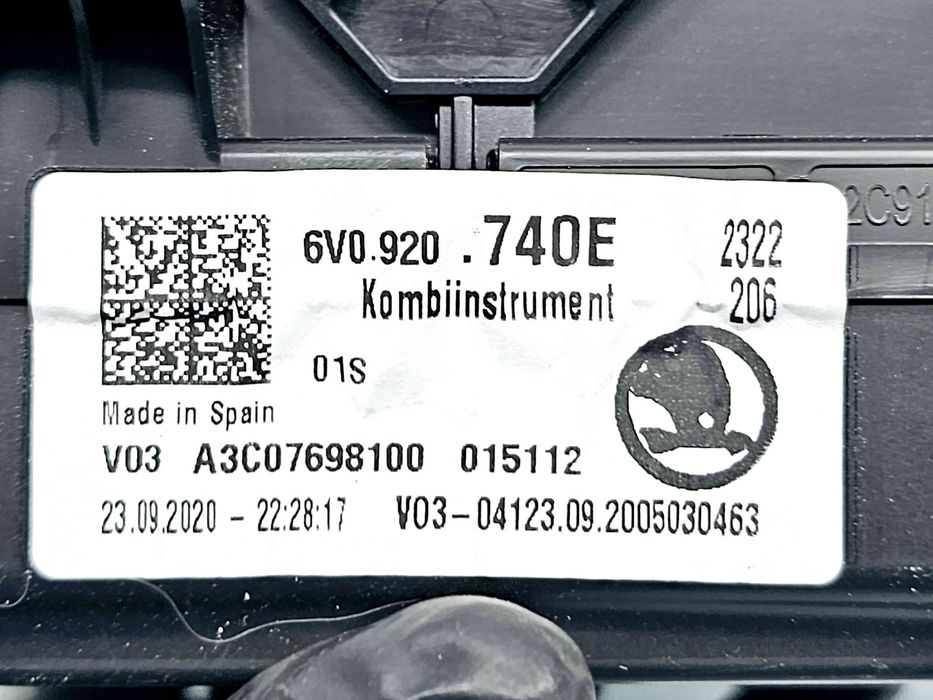 Ceas bord Skoda Fabia 3 Combi (NJ5) [Fabr 2014-2022] 6V0920740E