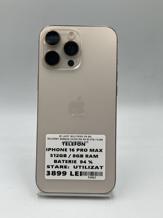 Amanet LuckyGold Colentina / Iphone 16 Pro max 512gb/8gb ram 94% baterie #54563