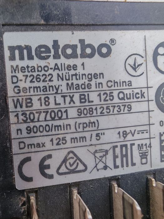 Продавам акумулаторен ъглошлайф  metabo