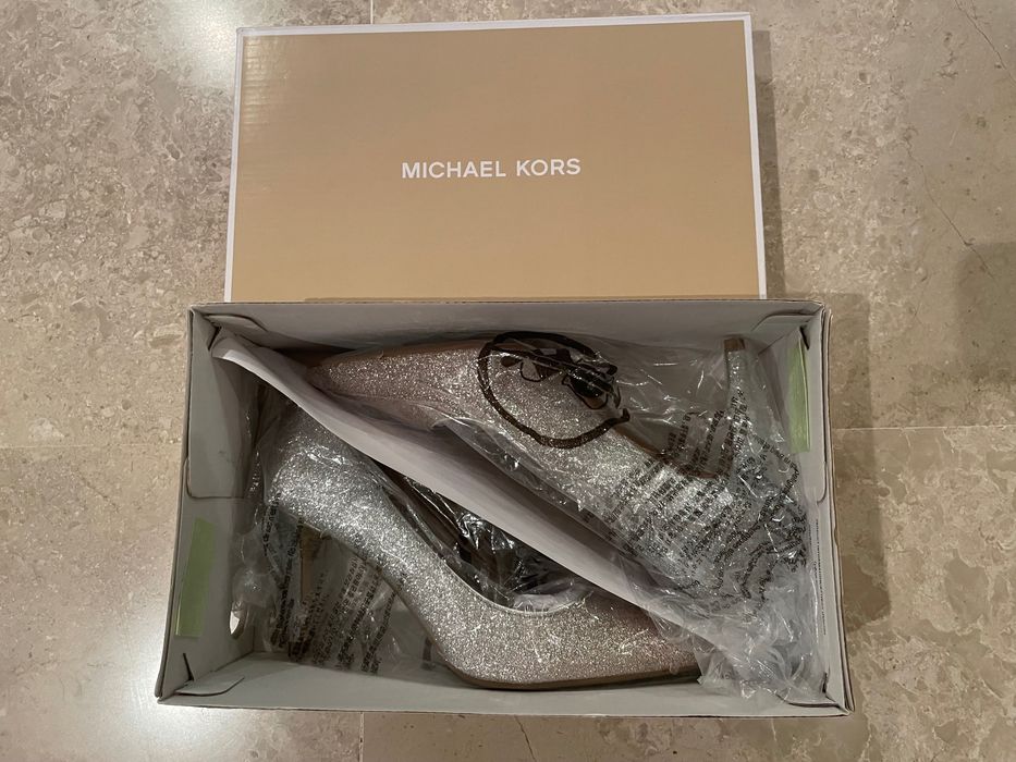 Pantofi cu toc Michael Michael Kors glitter aurii argintii 37.5