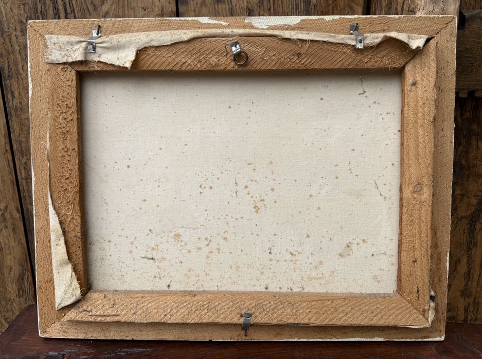 Pictura naiva “Peisaj rural” semnat Rodica Nicodim 1995
